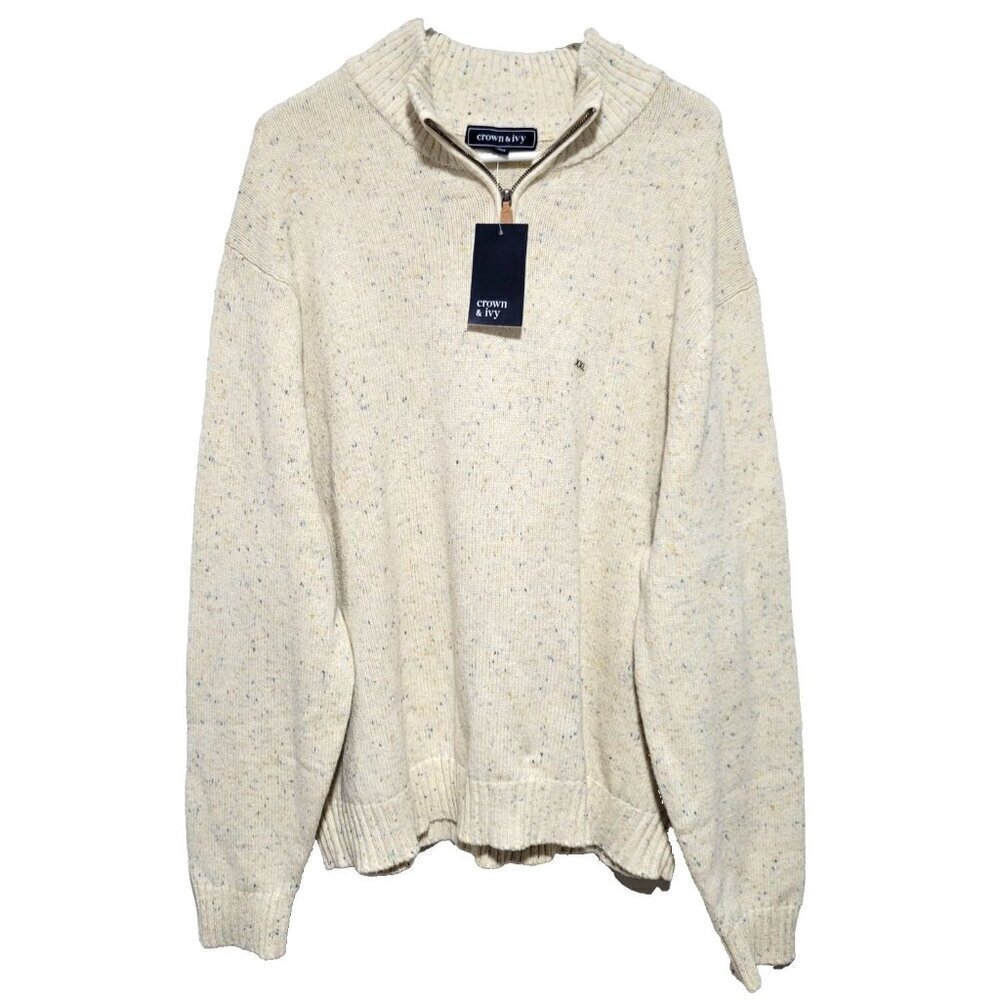 Crown & Ivy Pullover Sweater XXL NWT Men's Ivory Heathered